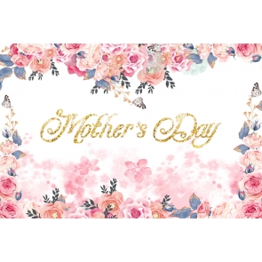 Personalized Fresh Flowers Around Photo Booth Background Retro Mother's Day Backdrop