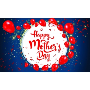 Red Balloon Retro Happy Mother's Day Photo Booth Backdrop