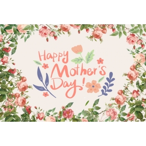 Retro Fresh Flowers Around Happy Mother's Day Backdrop Photo Booth Photography Background 