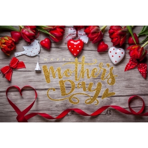 Retro Wood Happy Mother's Day Photo Booth Backdrop Photography Background