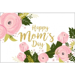 Retro Golden Happy Mother's Day Photo Booth Backdrop