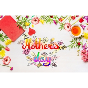 Personalized Fresh Flowers Around Photo Booth Happy Mother's Day Backdrop Photography Background