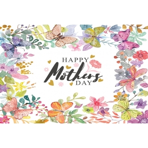 Retro Butterfly Photo Booth Photography Background Mother's Day Backdrop
