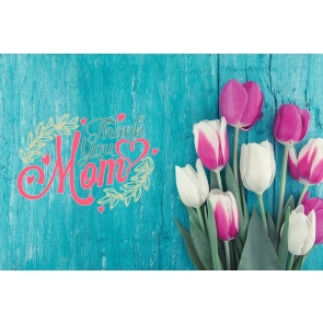 Retro Blue Wood Happy Mother's Day Photo Booth Backdrop Photography Background