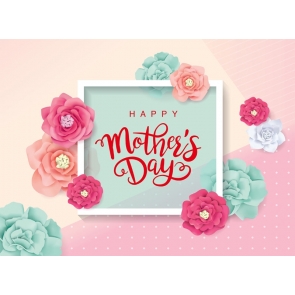 Fresh Flowers Around Photo Frame Retro Mother's Day Backdrop