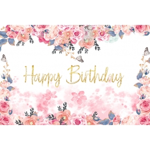 Children Girl Happy Birthday Party Flower Backdrop Photography Background Decoration Prop