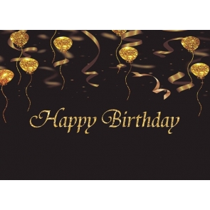 Black And Gold Balloon Glitter Happy Birthday Backdrop Photography Background Decoration Prop