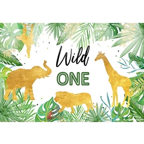 Gold Glitter Safari Wild Theme Backdrop Baby One Year Old 1st Birthday Party Photography Background Decoration Prop