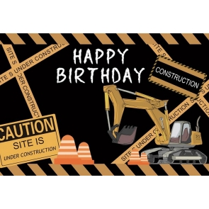 Excavator Construction Theme Boy Happy Birthday Backdrop Cake Smash Background