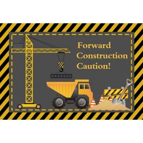 Forward Construction Caution Theme Boy Birthday Baby Shower Party Backdrop  Decoration Prop