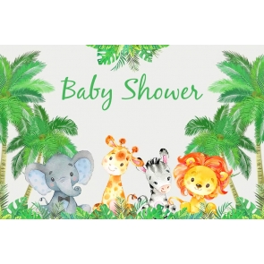 Cute Cartoon Wild Safari Theme Boy Baby Shower Backdrop Photography Background Decoration Prop