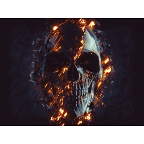 Unique Flame Skeleton Skull Halloween Party Backdrop Stage Photography Background Decoration Prop