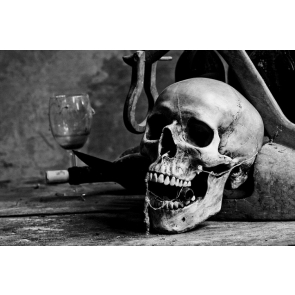 Grey Skeleton Skull Stage Background Decoration Prop Halloween Party Backdrop