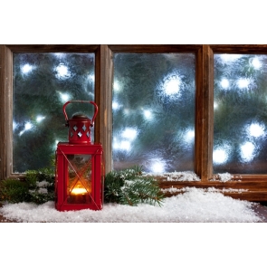 Retro Glass Windows Candlelight Christmas Party Backdrop Stage Photography Background