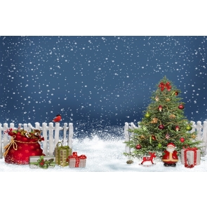 Snowflakes Flying Christmas Tree Backdrop Party Photography Background