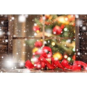 Snowflakes Flying Retro Glass Windows Christmas Party Backdrop Stage Photography Background