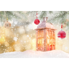 Snow Covered Snowflakes Flying Candlelight Christmas Party Backdrop Stage Photography Background