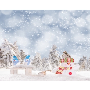 Snow Covered Snowflakes Flying Snowman Christmas Party Backdrop Stage Photography Background