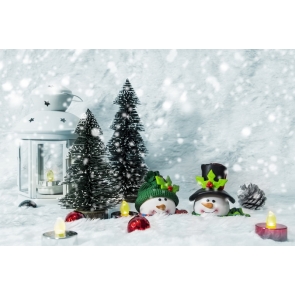 Snowman Christmas Tree Backdrop Party Photo Booth Photography Background