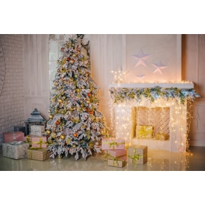 Fairy Lights Decoration Fireplace Christmas Tree Backdrop Party Stage Photography Background