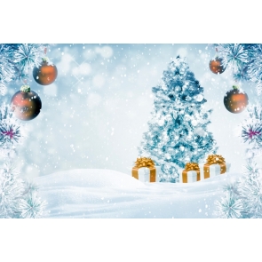 Winter Snow Snowflake Christmas Tree Backdrop Party Stage Photography Background