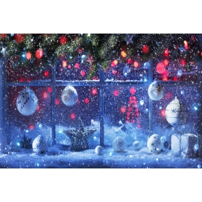 Snowflake Flying Glass Window Christmas Party Backdrop Photo Booth Stage Photography Background