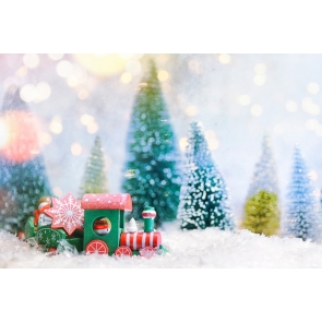 Toy Train Snow Theme Christmas Party Backdrop Photo Booth Stage Photography Background