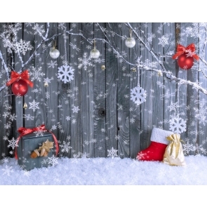 Snowflake Flying Wood Wall Christmas Backdrop Party Stage Photography Background