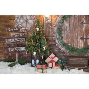 Retro Wood Wall Christmas Tree Backdrop Merry Christmas Party Stage Photography Background