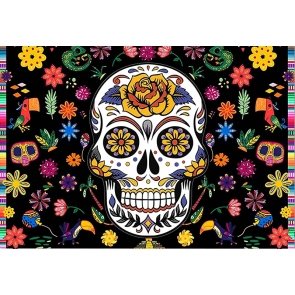 Mexican Fiesta Carnival Festival Day Flower Skull  Halloween Party Backdrop Photography Background 