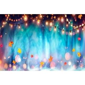 Fairy Lights Maple Leaf Misty Forest Halloween Backdrop Stage Party Background