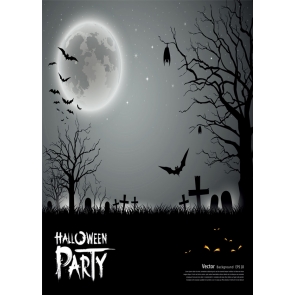 Halloween Party Scary Night Bats Cemetery Background Backdrops