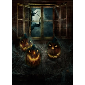 Horrible Pumpkin Lanterns Jack-o'-lantern Halloween Party Background Backdrops