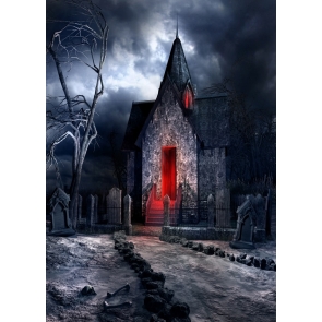 Scary Night Ghost Castle Halloween Party Decoration Background Backdrops