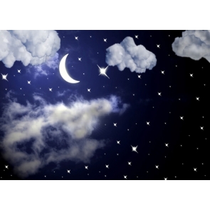 Dark Night Moon Stars Clouds Scenic Halloween Party Background Picture Backdrops