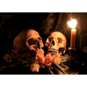 Horrible Skulls Flowers Candle Halloween Photo Backdrops