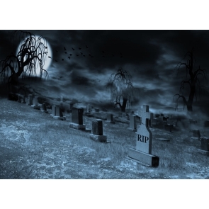 Horrible Night Tombs Cemetery Halloween Party Decorations Backdrops