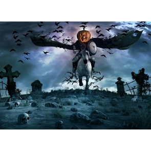 Pumpkin Death Knight Bats Skulls Cemetery Photo Backdrops for Halloween Party