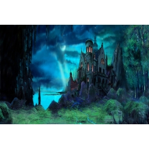 Scary Magic Castle Halloween Photo Backdrop Party Background Decoration Prop