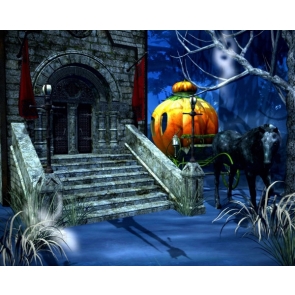 Pumpkin Scary Magic Castle Halloween Party Backdrop Decoration Prop