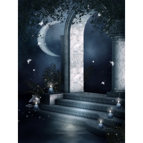 Middle Ages Arch Step Halloween Party Backdrop Photography Background Decoration Prop