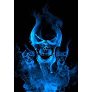 Blue Smoke Skeleton Skull Halloween Party Backdrop Photography Background Decoration Prop