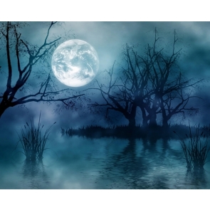 Under The Moon Scary Swamp  Halloween Backdrop Stage Background Party Decoration Prop