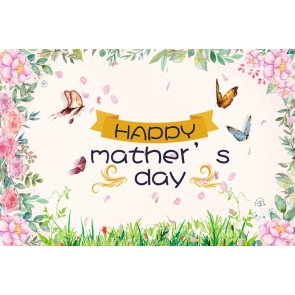Beautiful Combination Of Flowers And Butterflies Mother's Day Backdrop