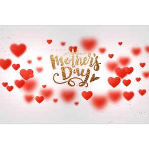 Red Love Retro Happy Mother's Day Backdrop Photo Booth Photography Background 