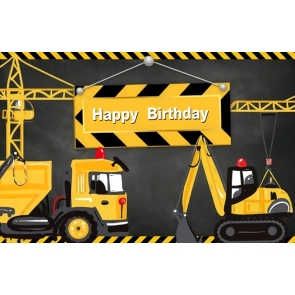  Dump Truck Construction Theme Boy Happy Birthday Cake Table Backdrop Photography Background Decoration Prop