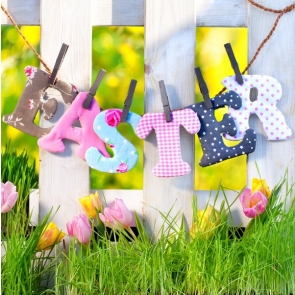 EASTER Hang on Fence Flowers Grassland Easter Wall Backdrops