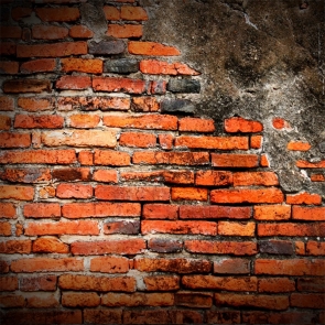 Damaged Cement Red Brick Wall Backdrop Custom Background