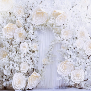 White Flower Wall Backdrop Wedding Custom Background
