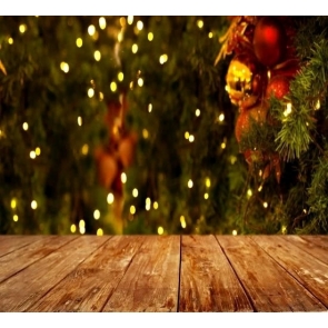 Christmas Tree Ring Bell Wood Floor Wood Photo Backdrop